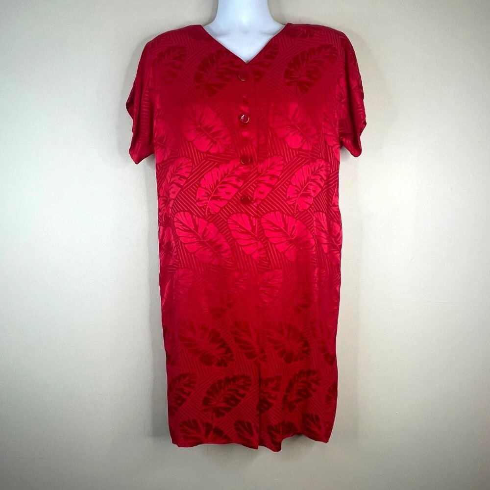 Vintage‎ Liz Claiborne Silk Shift Dress Womens 4 Damask Satin Luxury Statement